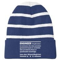 Funny Engineer Noun Definition Striped Beanie with Solid Band