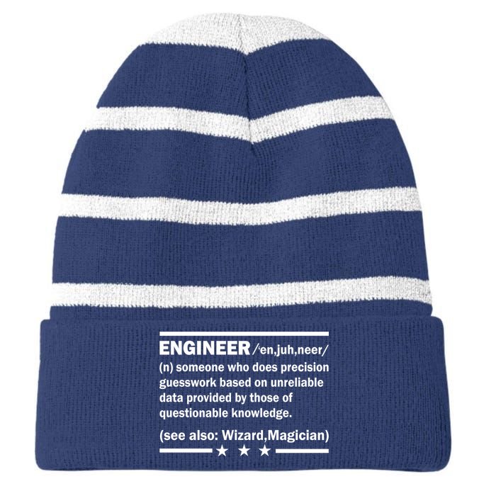 Funny Engineer Noun Definition Striped Beanie with Solid Band