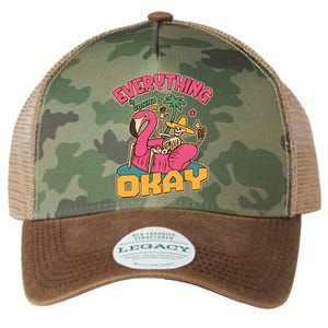 Funny Everything Is Gonna Be Okay Vacation Skeleton Legacy Tie Dye Trucker Hat