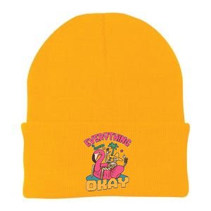 Funny Everything Is Gonna Be Okay Vacation Skeleton Knit Cap Winter Beanie