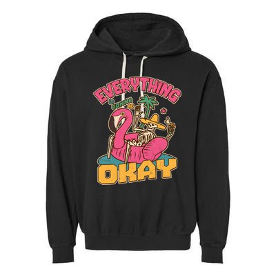 Funny Everything Is Gonna Be Okay Vacation Skeleton Garment-Dyed Fleece Hoodie