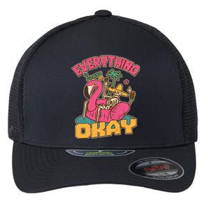 Funny Everything Is Gonna Be Okay Vacation Skeleton Flexfit Unipanel Trucker Cap