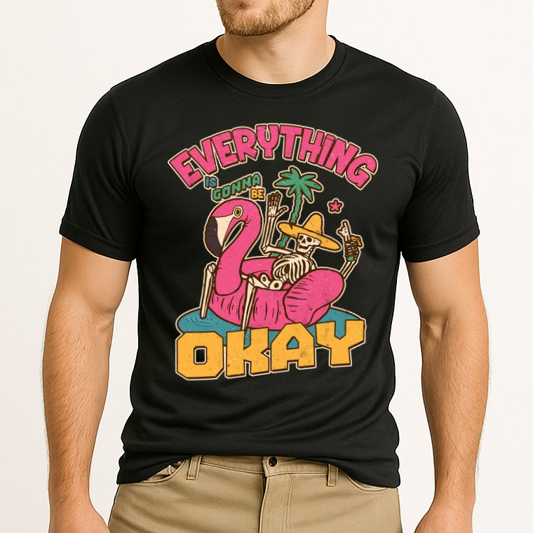 Funny Everything Is Gonna Be Okay Vacation Skeleton Cooling Performance Crew T-Shirt