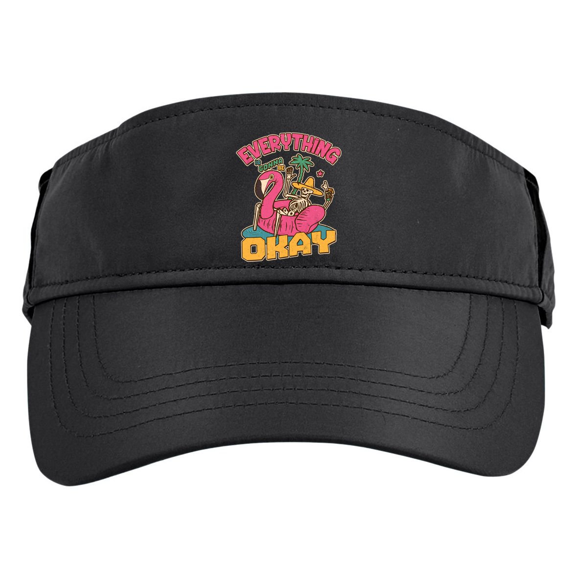 Funny Everything Is Gonna Be Okay Vacation Skeleton Adult Drive Performance Visor