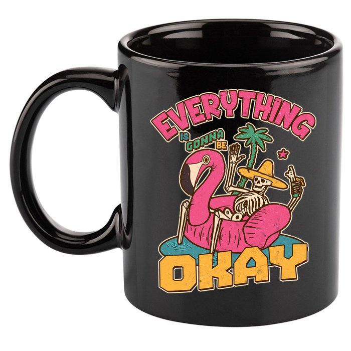 Funny Everything Is Gonna Be Okay Vacation Skeleton 11oz C Handle Ceramic Mug