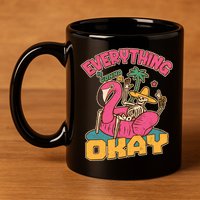 Funny Everything Is Gonna Be Okay Vacation Skeleton 11oz C Handle Ceramic Mug