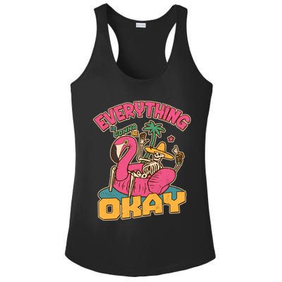 Funny Everything Is Gonna Be Okay Vacation Skeleton Ladies PosiCharge Competitor Racerback Tank