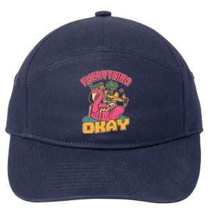 Funny Everything Is Gonna Be Okay Vacation Skeleton 7-Panel Snapback Hat