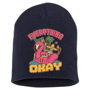 Funny Everything Is Gonna Be Okay Vacation Skeleton Short Acrylic Beanie