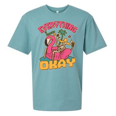 Funny Everything Is Gonna Be Okay Vacation Skeleton Sueded Cloud Jersey T-Shirt