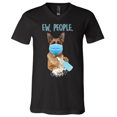 Funny Ew People Hygienic German Shepard  V-Neck T-Shirt