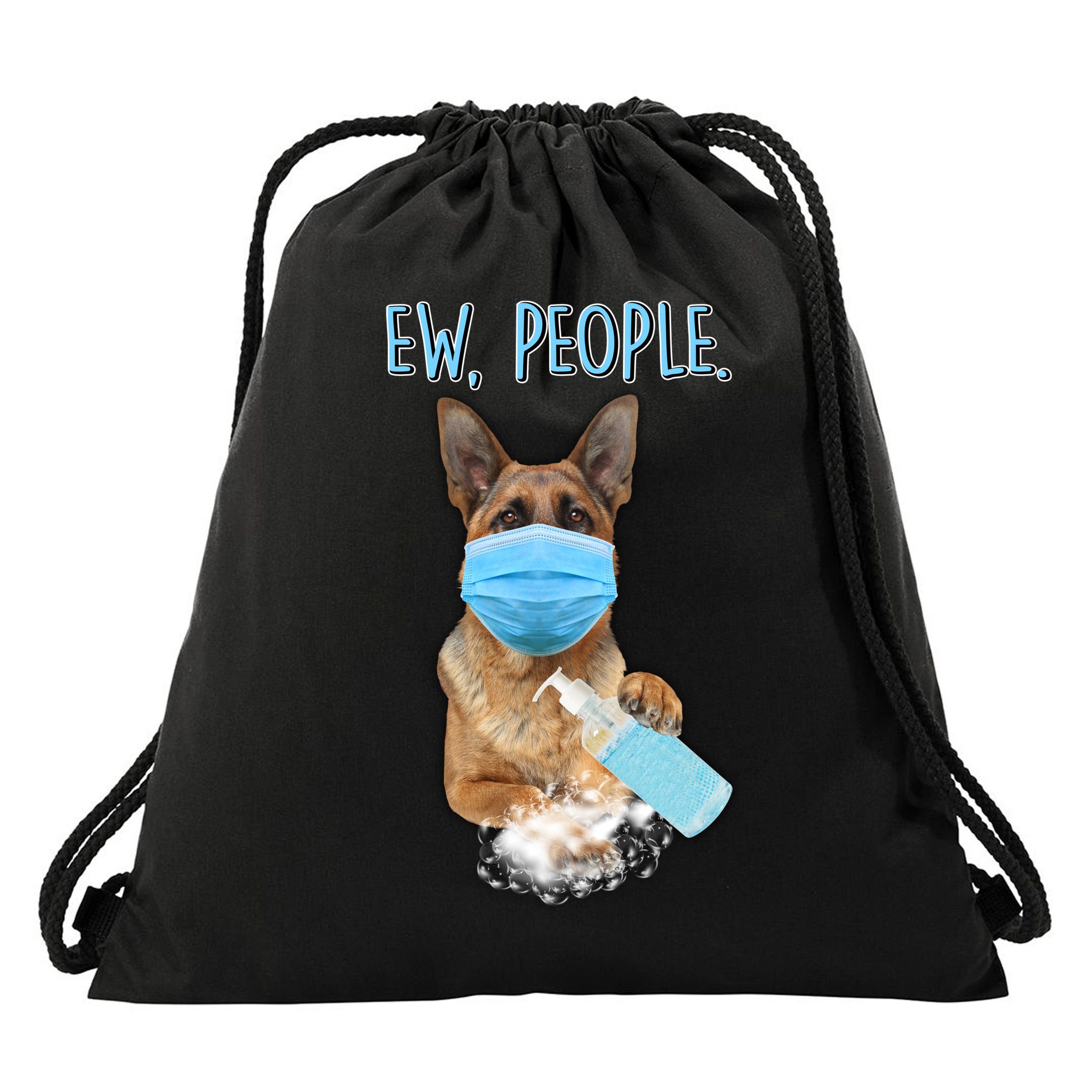 Funny Ew People Hygienic German Shepard  Drawstring Bag