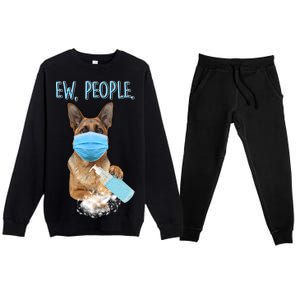 Funny Ew People Hygienic German Shepard  Premium Crewneck Sweatsuit Set