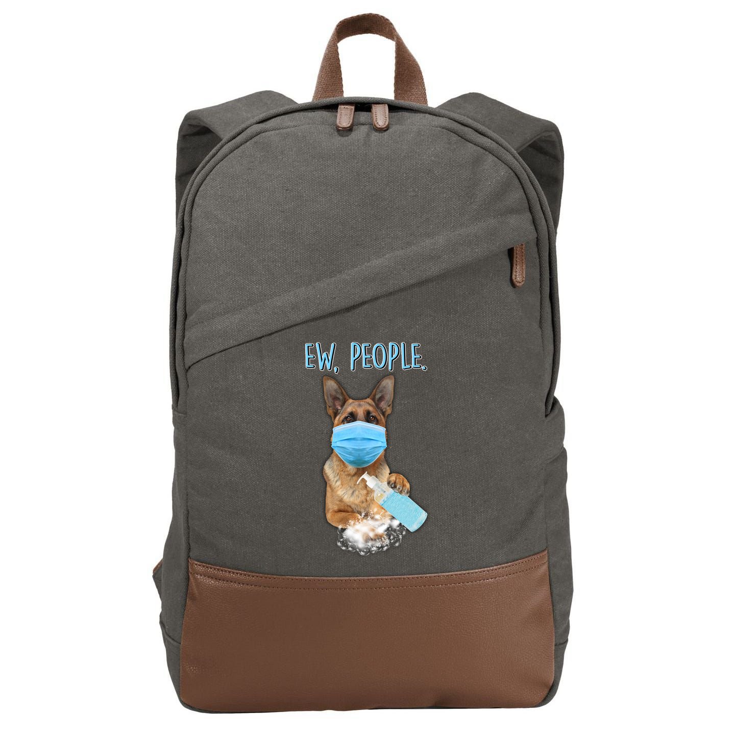 Funny Ew People Hygienic German Shepard  Cotton Canvas Backpack