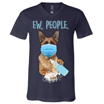 Funny Ew People Hygienic German Shepard  V-Neck T-Shirt