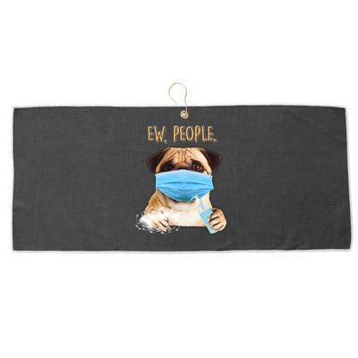 Funny Ew People Hygienic Pug Mask Large Microfiber Waffle Golf Towel