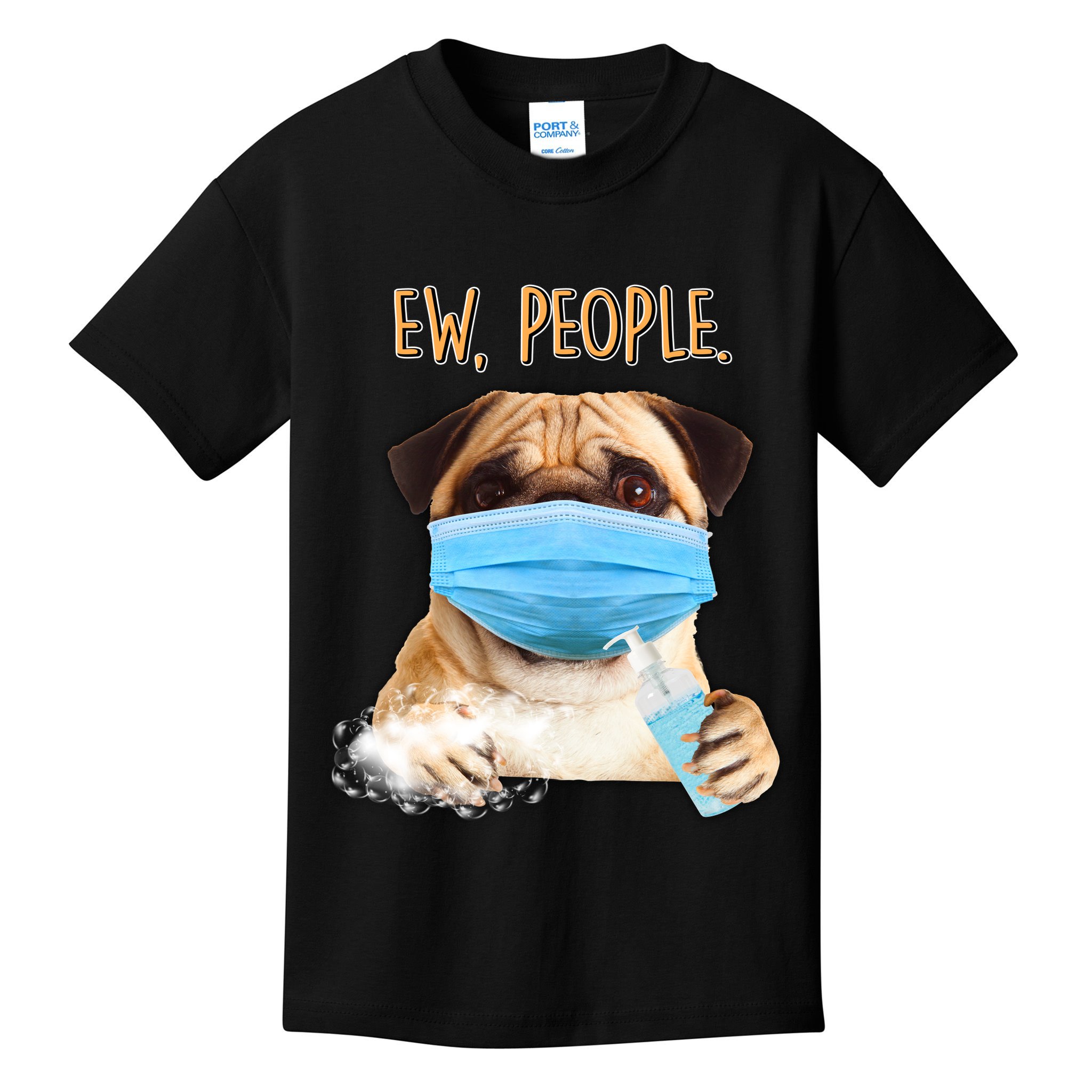 Funny Ew People Hygienic Pug Mask Kids T-Shirt