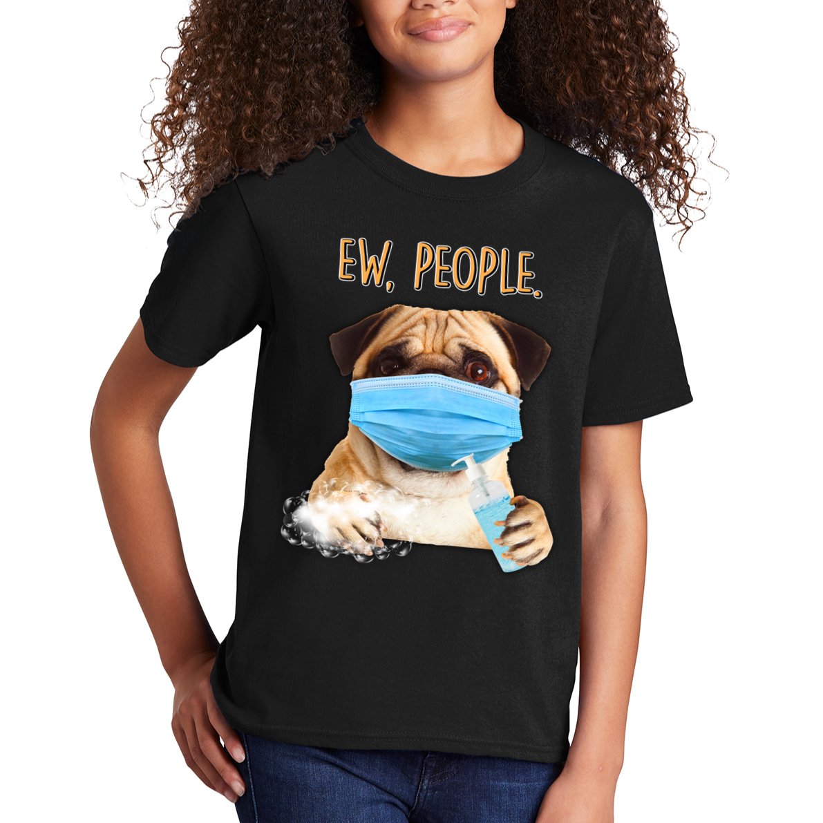 Funny Ew People Hygienic Pug Mask Kids T-Shirt