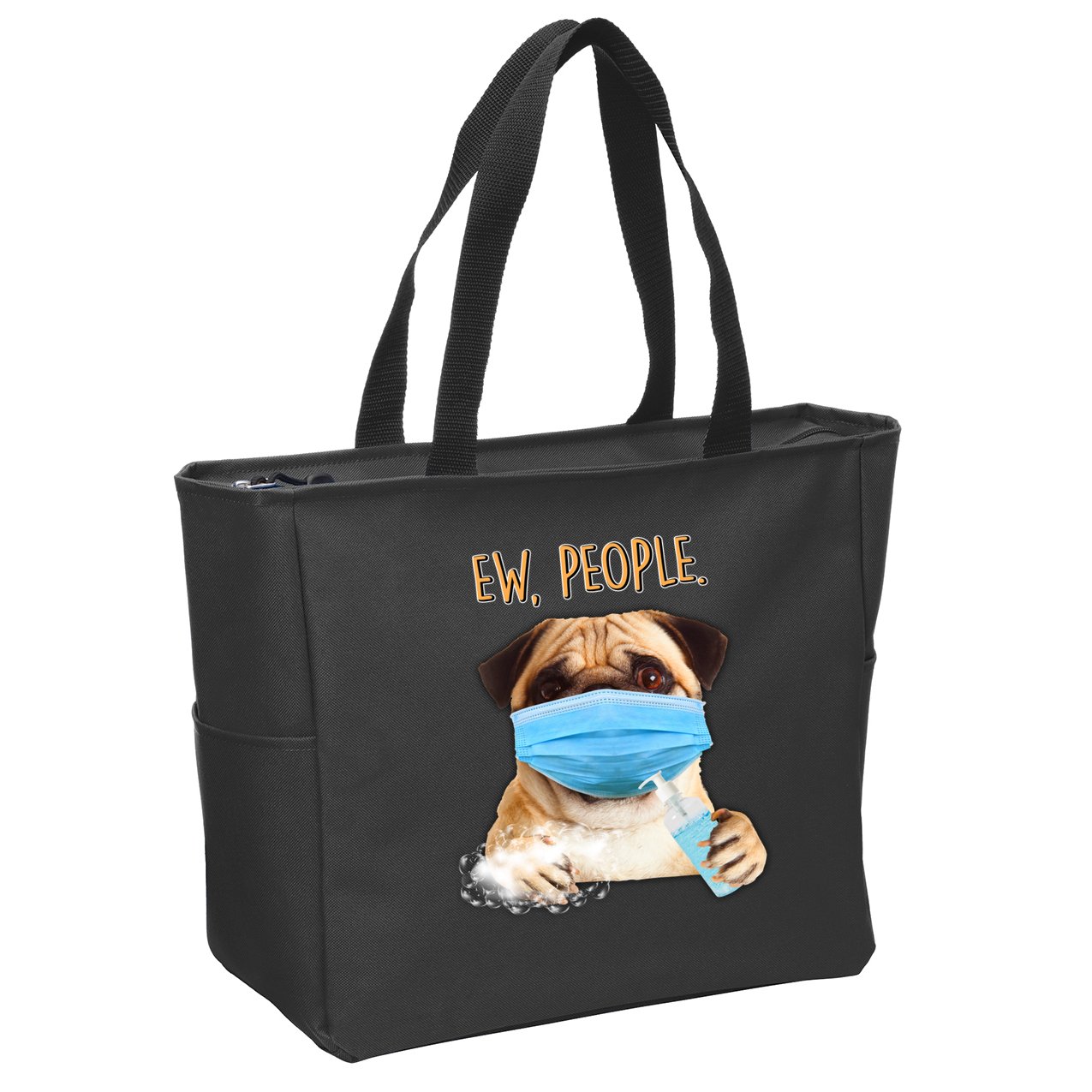 Funny Ew People Hygienic Pug Mask Zip Tote Bag
