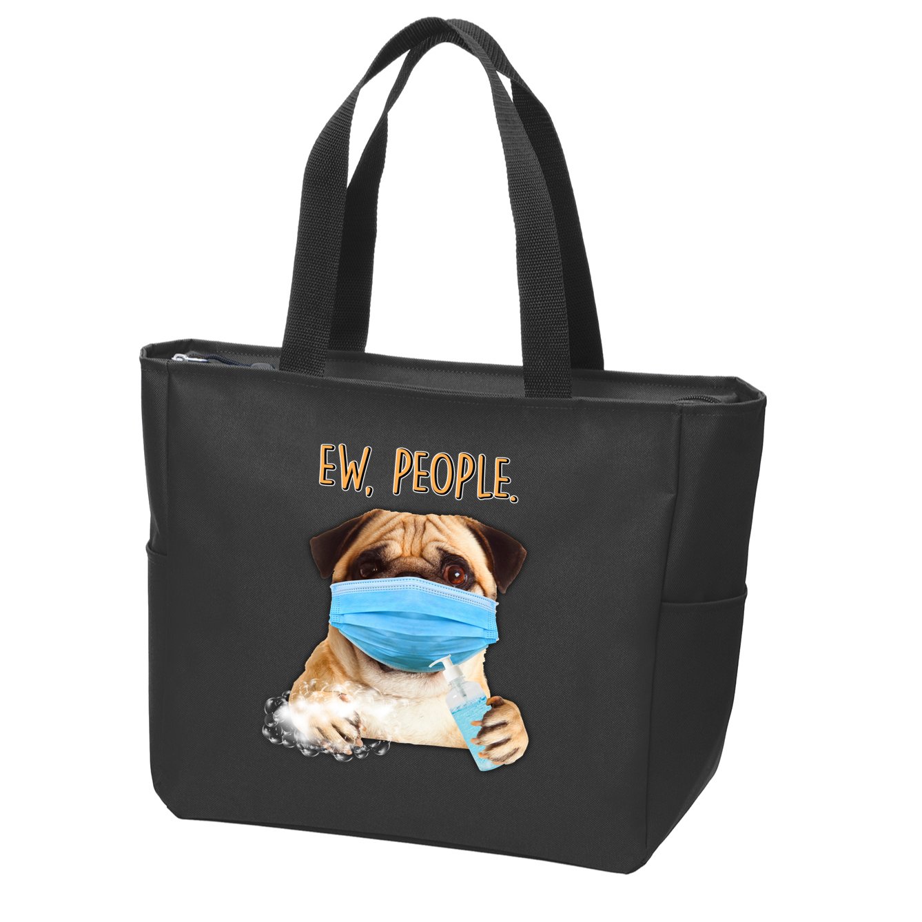 Funny Ew People Hygienic Pug Mask Zip Tote Bag