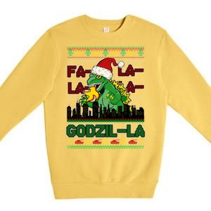 Funny Fa La La La Godzil-La Ugly Christmas Sweater Premium Crewneck Sweatshirt