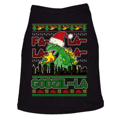 Funny Fa La La La Godzil-La Ugly Christmas Sweater Doggie Tank