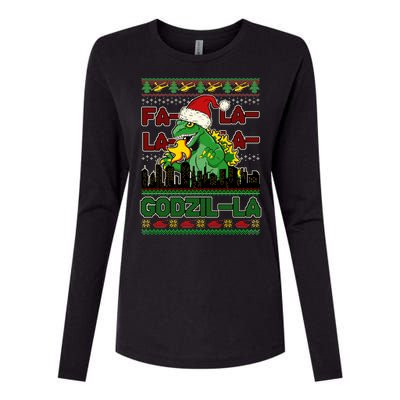 Funny Fa La La La Godzil-La Ugly Christmas Sweater Womens Cotton Relaxed Long Sleeve T-Shirt