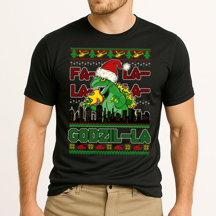 Funny Fa La La La Godzil-La Ugly Christmas Sweater Performance Shirt