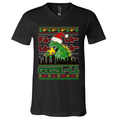 Funny Fa La La La Godzil-La Ugly Christmas Sweater V-Neck T-Shirt