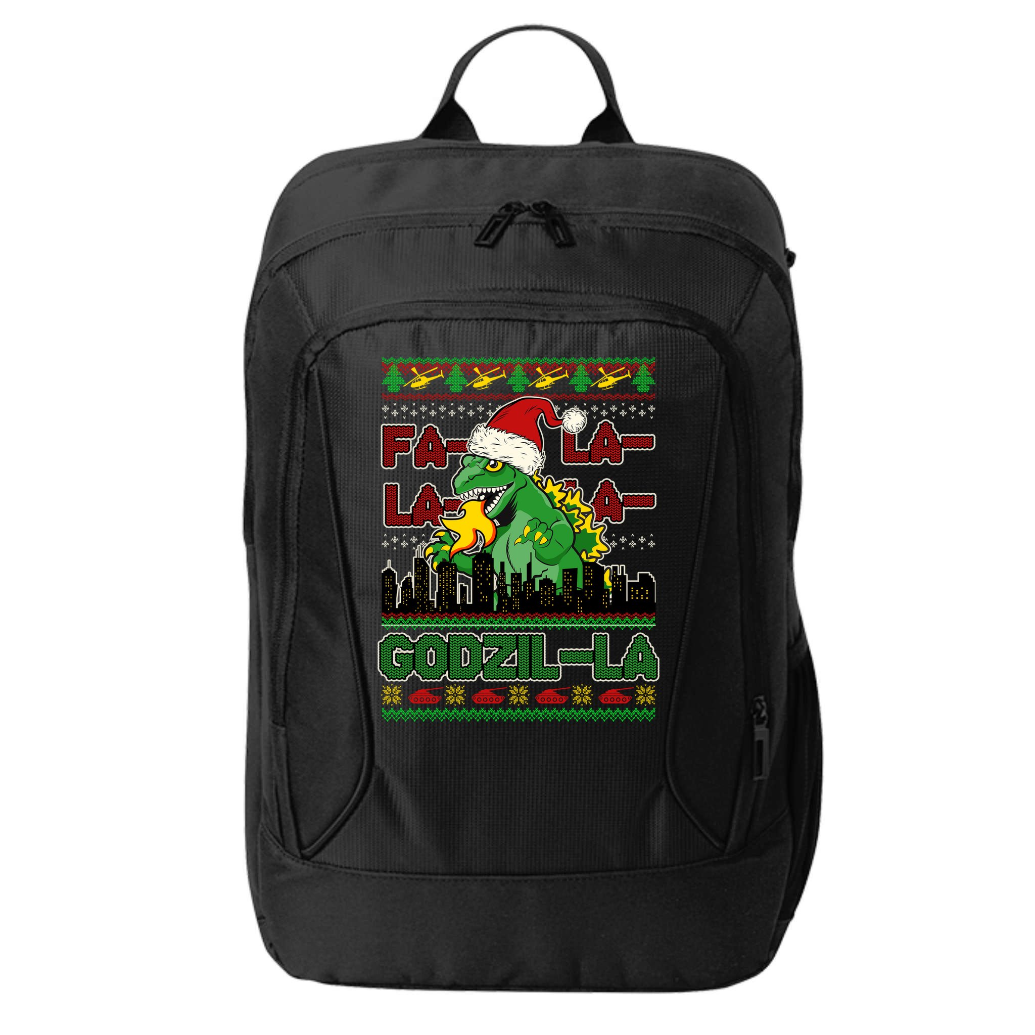 Funny Fa La La La Godzil-La Ugly Christmas Sweater City Backpack
