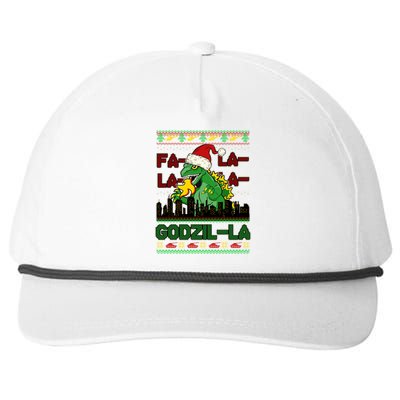 Funny Fa La La La Godzil-La Ugly Christmas Sweater Snapback Five-Panel Rope Hat