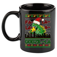 Funny Fa La La La Godzil-La Ugly Christmas Sweater 11oz C Handle Ceramic Mug