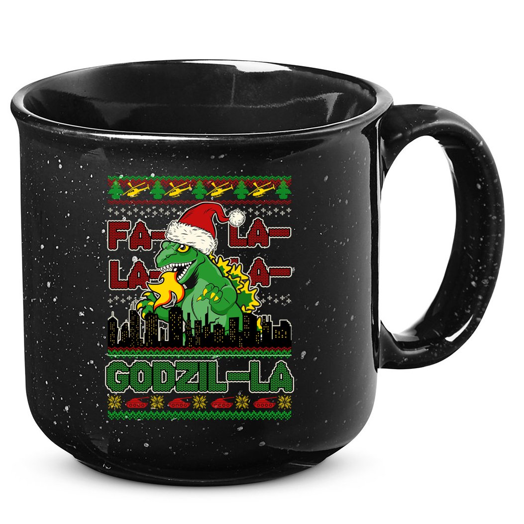 Funny Fa La La La Godzil-La Ugly Christmas Sweater 15oz Campfire Ceramic Mug