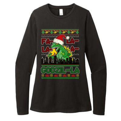 Funny Fa La La La Godzil-La Ugly Christmas Sweater Womens CVC Long Sleeve Shirt