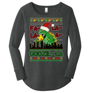 Funny Fa La La La Godzil-La Ugly Christmas Sweater Women's Perfect Tri Tunic Long Sleeve Shirt