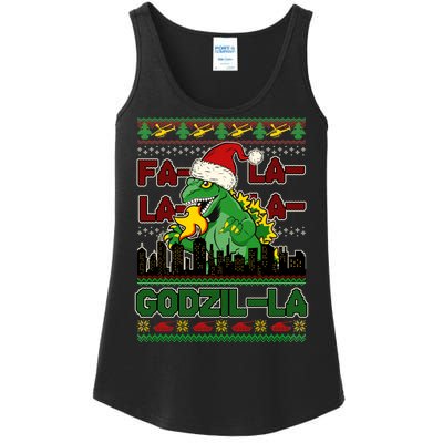 Funny Fa La La La Godzil-La Ugly Christmas Sweater Ladies Essential Tank