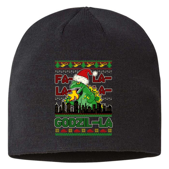 Funny Fa La La La Godzil-La Ugly Christmas Sweater Sustainable Beanie