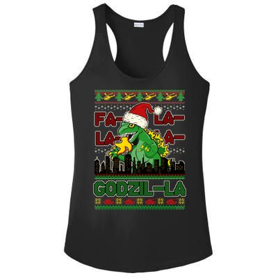 Funny Fa La La La Godzil-La Ugly Christmas Sweater Ladies PosiCharge Competitor Racerback Tank