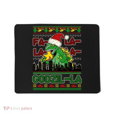 Funny Fa La La La Godzil-La Ugly Christmas Sweater Mousepad