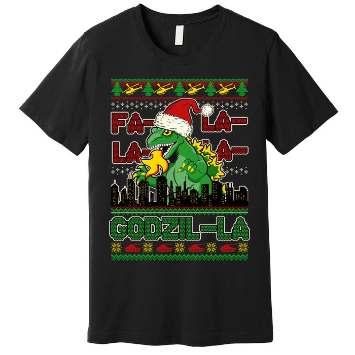 Funny Fa La La La Godzil-La Ugly Christmas Sweater Premium T-Shirt