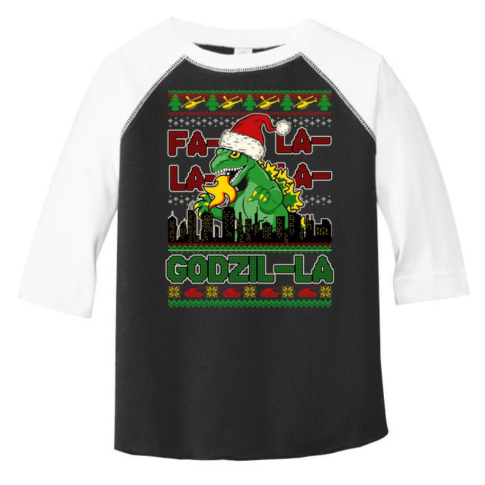 Funny Fa La La La Godzil-La Ugly Christmas Sweater Toddler Fine Jersey T-Shirt