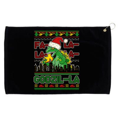 Funny Fa La La La Godzil-La Ugly Christmas Sweater Grommeted Golf Towel