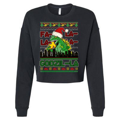 Funny Fa La La La Godzil-La Ugly Christmas Sweater Cropped Pullover Crew