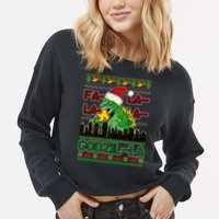 Funny Fa La La La Godzil-La Ugly Christmas Sweater Cropped Pullover Crew
