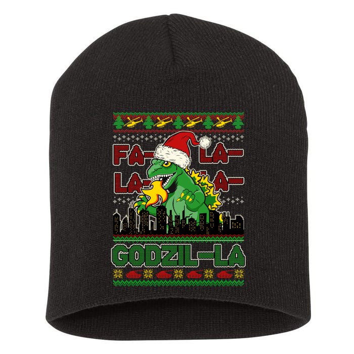 Funny Fa La La La Godzil-La Ugly Christmas Sweater Short Acrylic Beanie