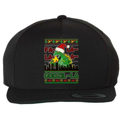 Funny Fa La La La Godzil-La Ugly Christmas Sweater Wool Snapback Cap