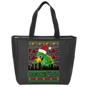 Funny Fa La La La Godzil-La Ugly Christmas Sweater Zip Tote Bag