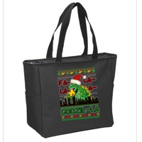 Funny Fa La La La Godzil-La Ugly Christmas Sweater Zip Tote Bag
