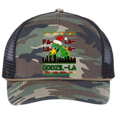 Funny Fa La La La Godzil-La Ugly Christmas Sweater Retro Rope Trucker Hat Cap