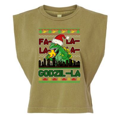 Funny Fa La La La Godzil-La Ugly Christmas Sweater Garment-Dyed Women's Muscle Tee